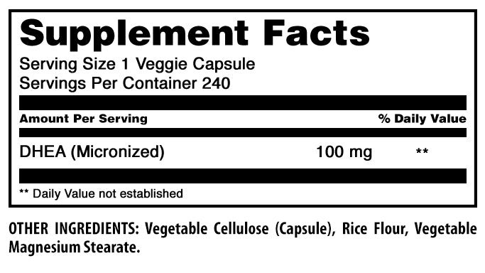 Amazing Formulas Micronized DHEA | 100 Mg | 240 Veggie Capsules
