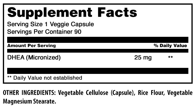 Amazing Formulas Micronized DHEA | 25 Mg | 90 Veggie Capsules