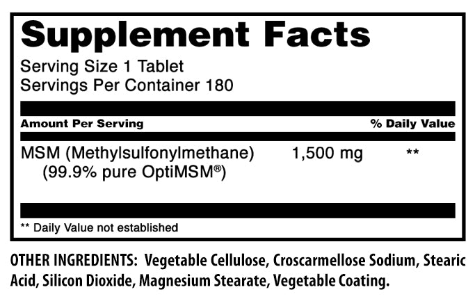 Amazing Formulas OptiMSM | 1500 Mg | 180 Tablets