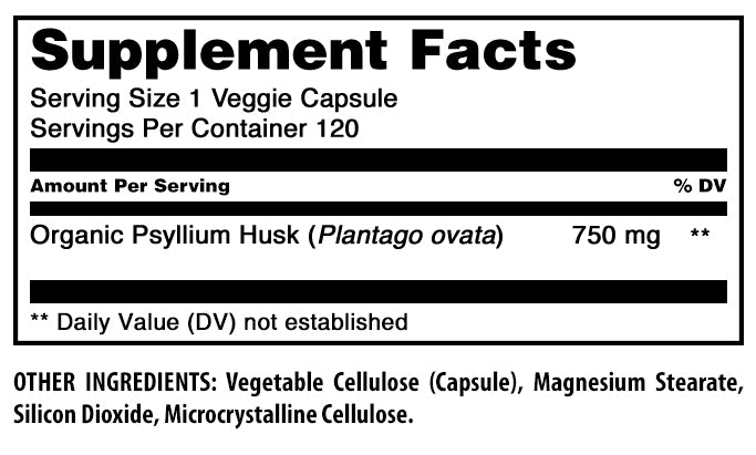 Amazing Formulas Psyllium Husk | 750 Mg | 120 Veggie Capsules