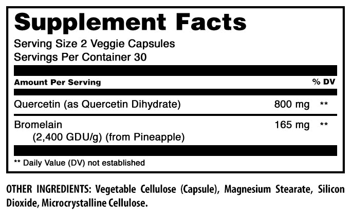 Amazing Formulas Quercetin 800 Mg with Bromelain 165 Mg Per Serving | 60 Veggie Capsules
