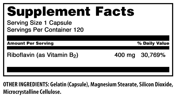 Amazing Formulas Riboflavin | 400 Mg | 120 Capsules