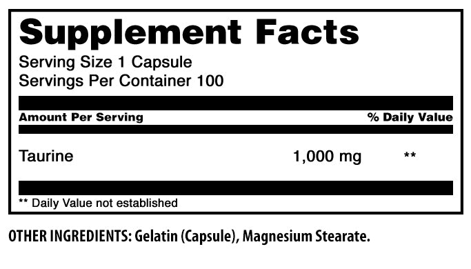 Amazing Formulas Taurine | 1000 Mg | 100 Capsules