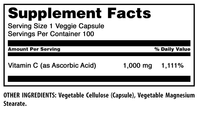 Amazing Formulas Vitamin C | 1000 Mg | 100 Veggie Capsules