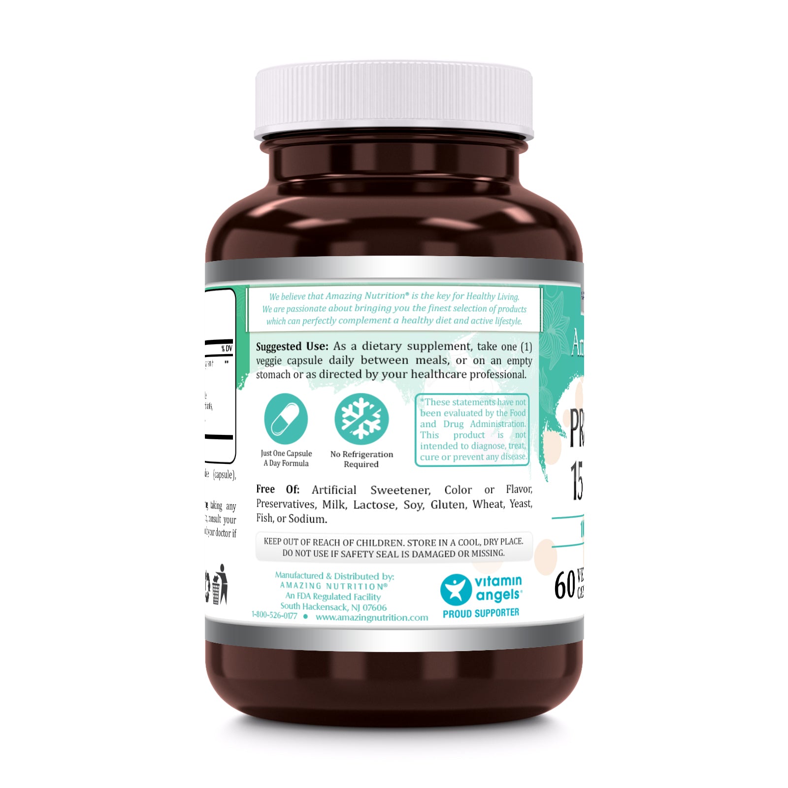 Amazing Flora Probiotic 15 Billion | 10 Strains | 60 Veggie Capsules