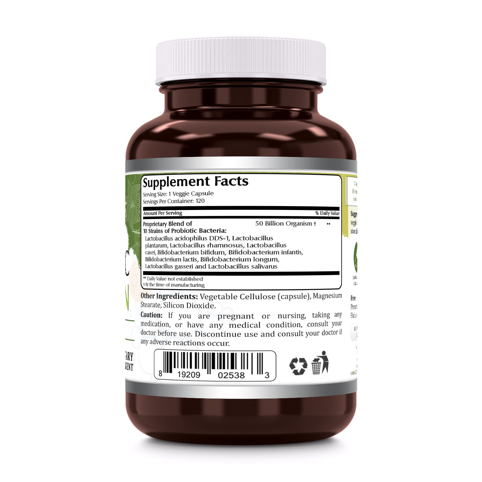 Amazing Flora Probiotic | 50 Billion | 10 Strains | 120 Veggie Capsules