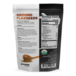 Amazing Food Raw Ground Flaxseeds | 2 Lb (907 G) | 14 Grams per Servings | USDA Organic