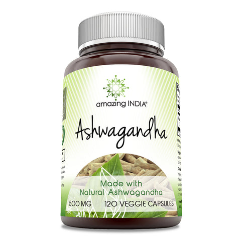 Image of Amazing India Ashwagandha | 500 Mg | 120 Veggie Capsules