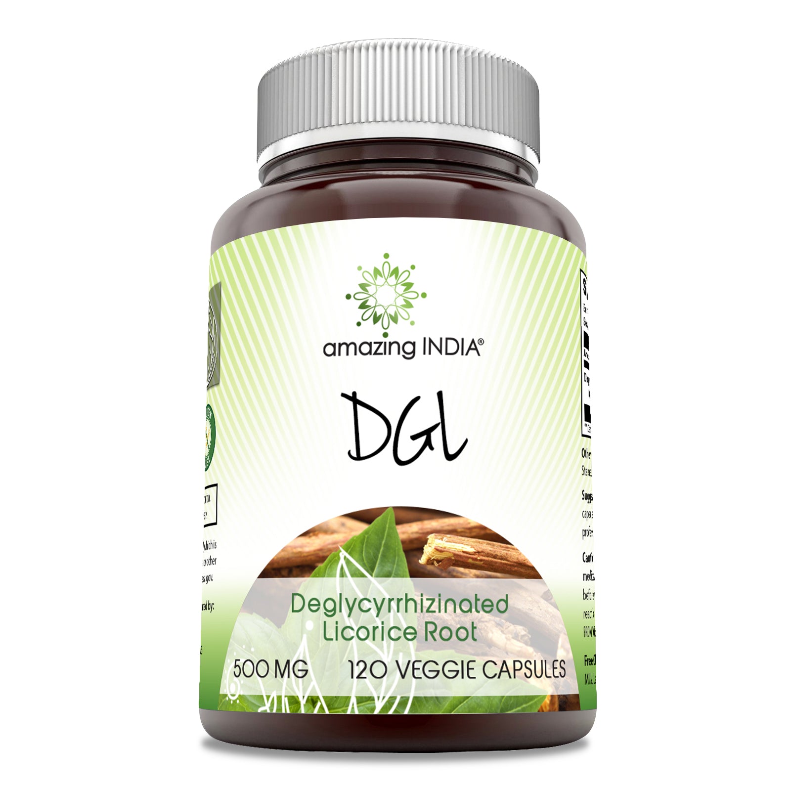 Amazing India DGL (Deglycyrrhizinated Licorice) 500 Mg | 120 Veggie Capsules