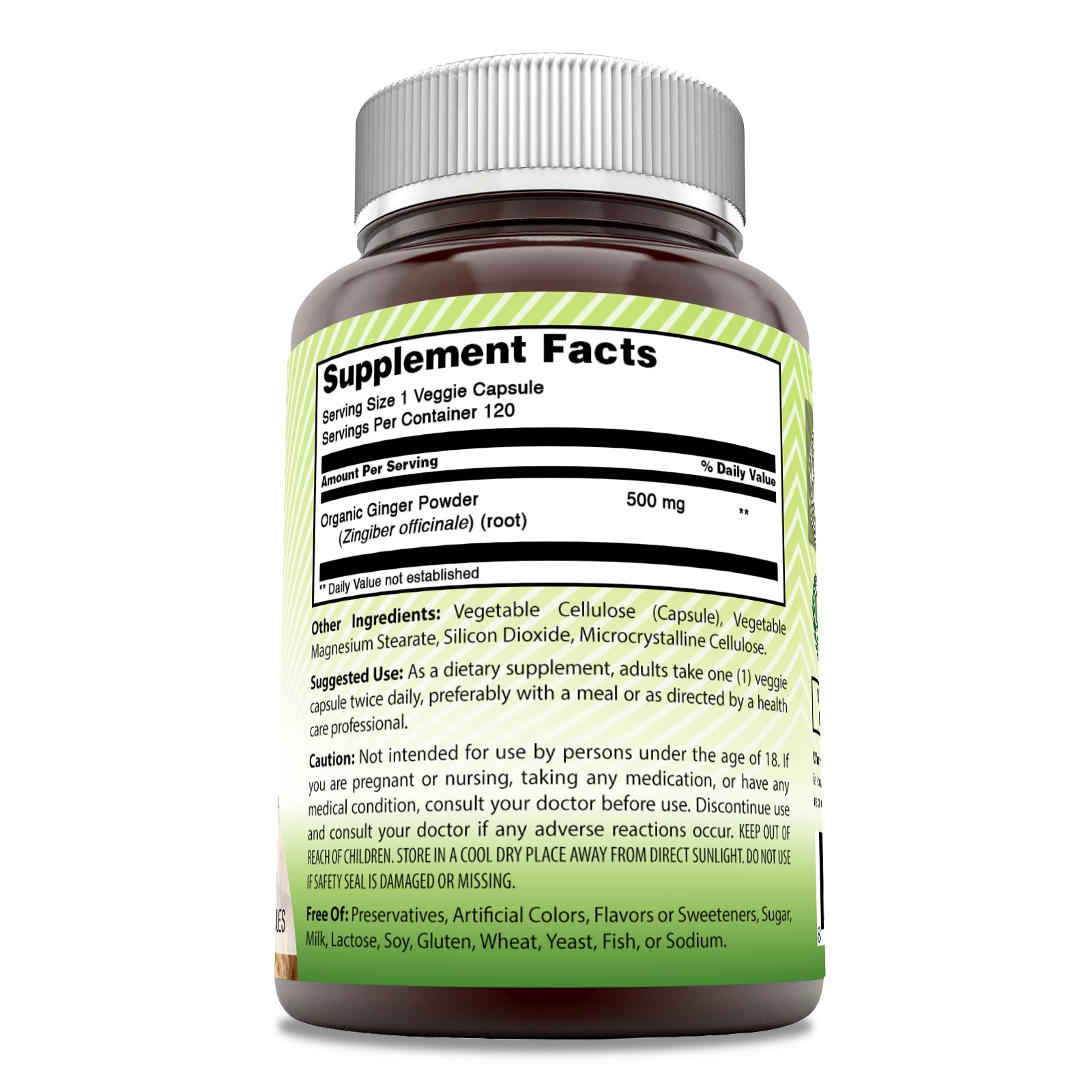 Amazing India Ginger | 500 Mg | 120 Veggie Capsules