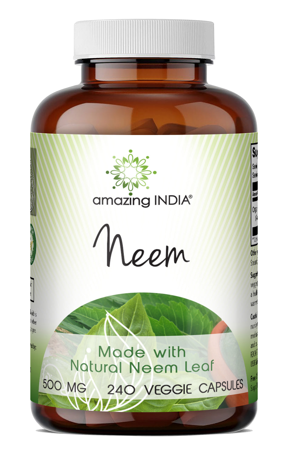 Amazing Neem Amazing India Neem (Azadirachta indica) 500 Mg | 240 Veggie Capsules ...