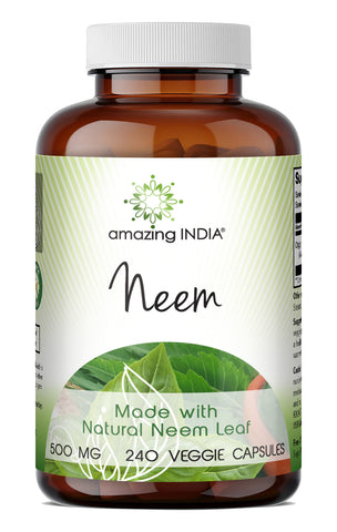 Image of Amazing India Neem (Azadirachta indica) 500 Mg | 240 Veggie Capsules