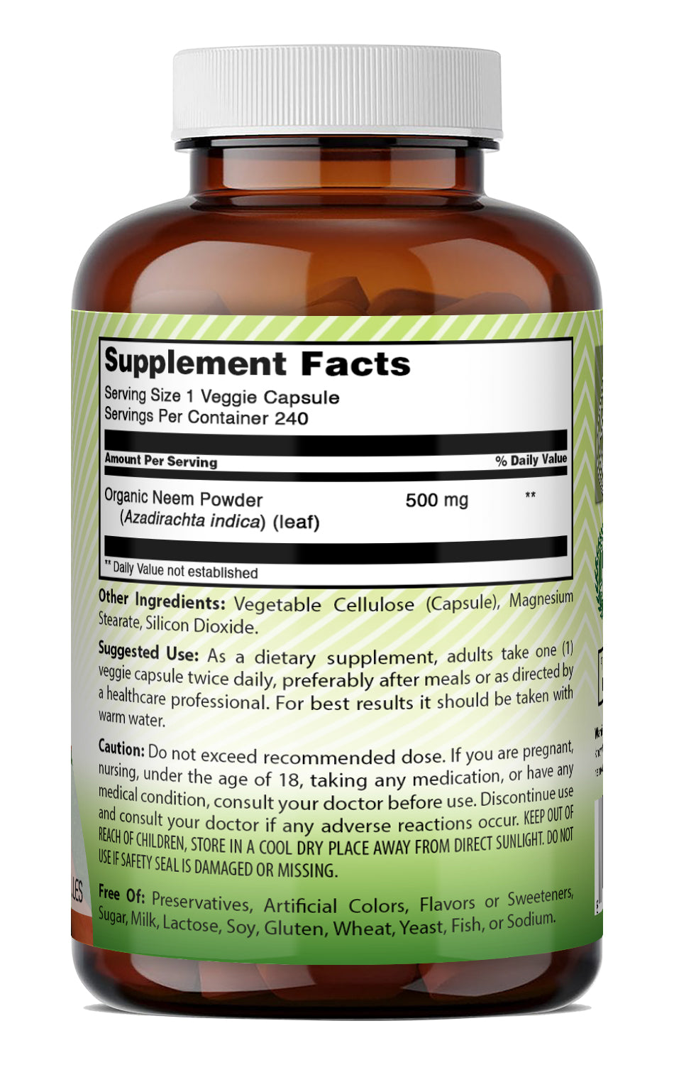 Amazing Neem Amazing India Neem (Azadirachta indica) 500 Mg | 240 Veggie Capsules ...