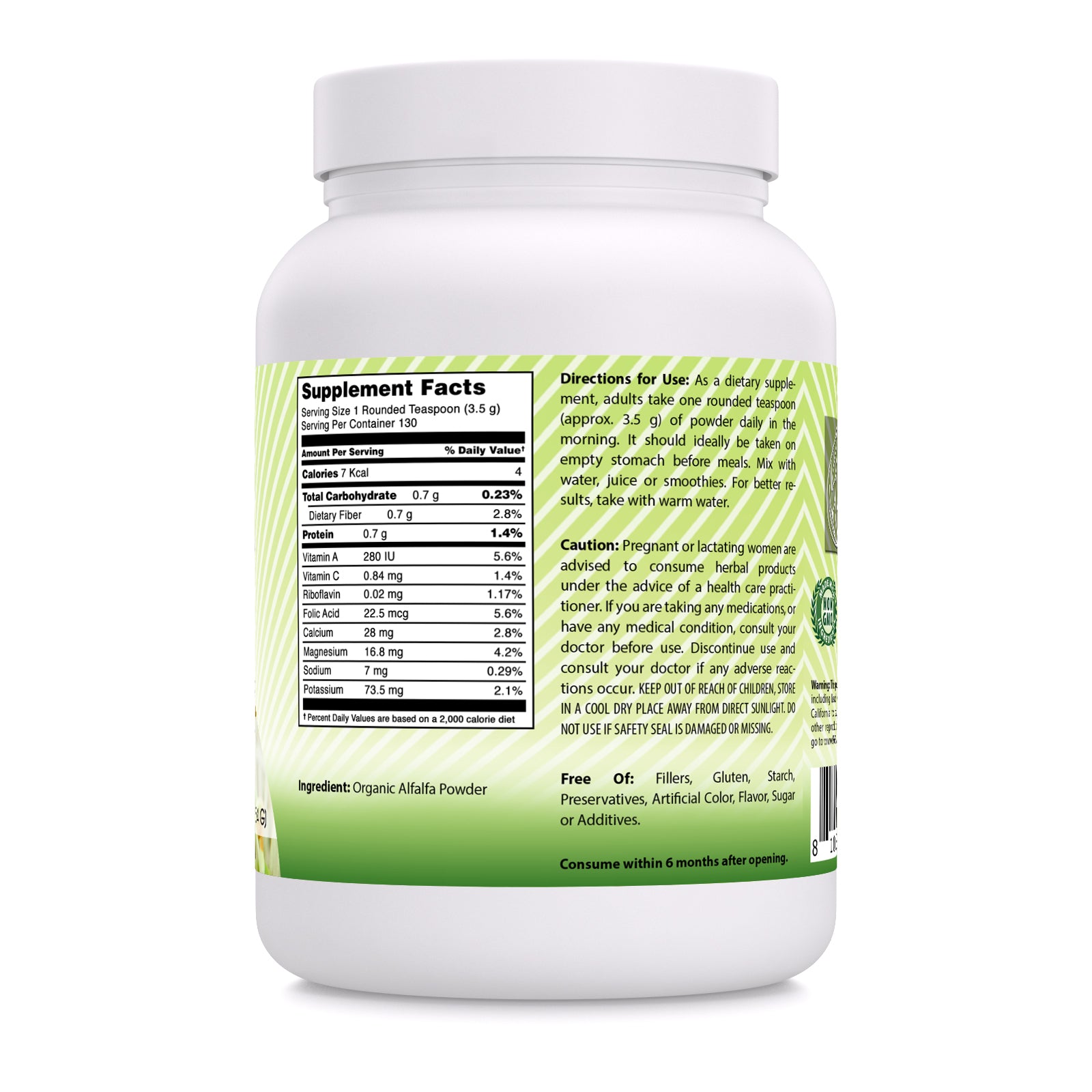 Amazing India Alfalfa | USDA Organic | 16 Oz Powder | 3.5 Grams Per Serving