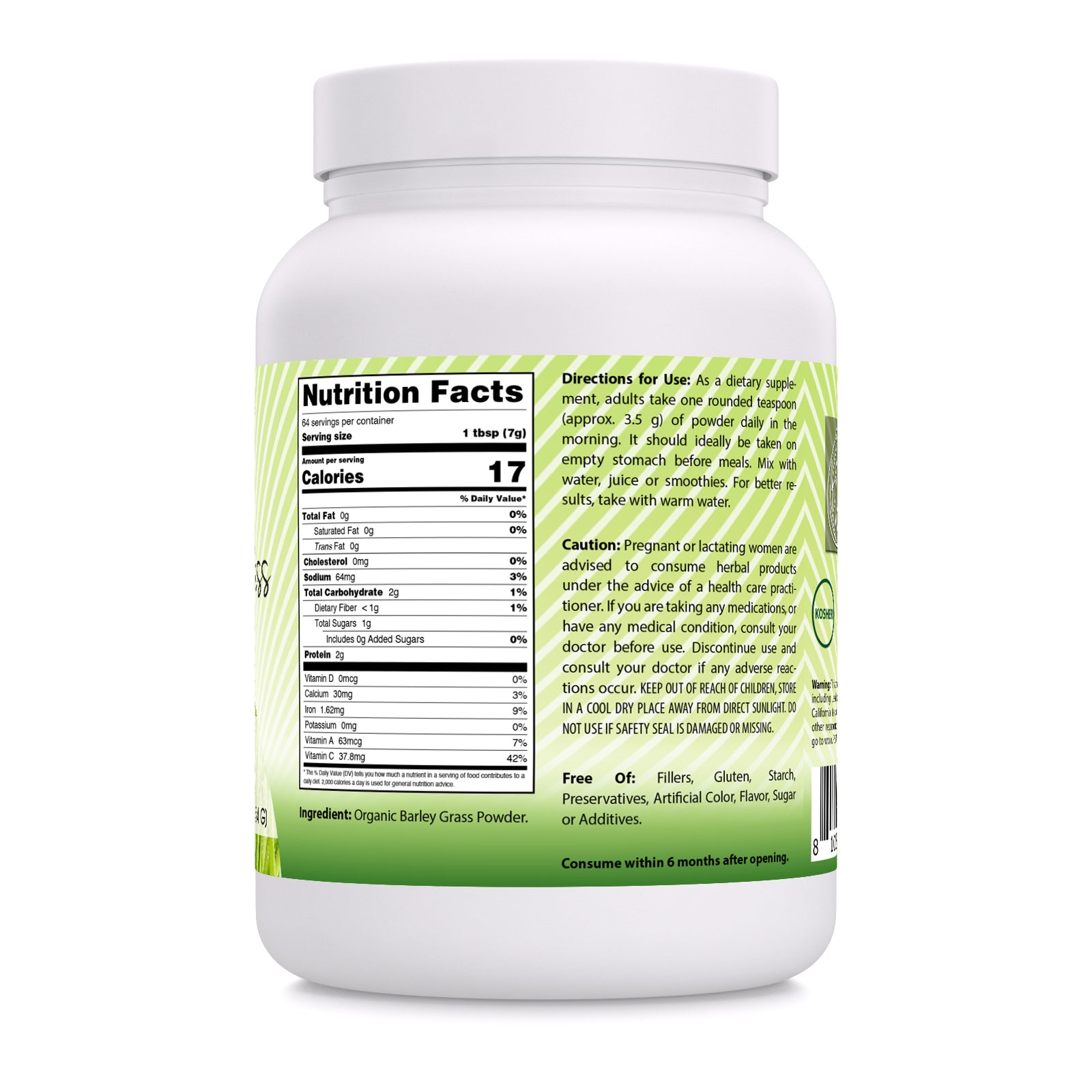 Amazing India Barley Grass | USDA Organic | 16 Oz Powder | 7 Grams Per Serving