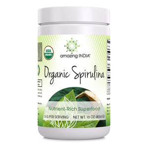 Amazing India Spirulina | USDA Organic | 16 Oz Powder | 5 Grams per Serving