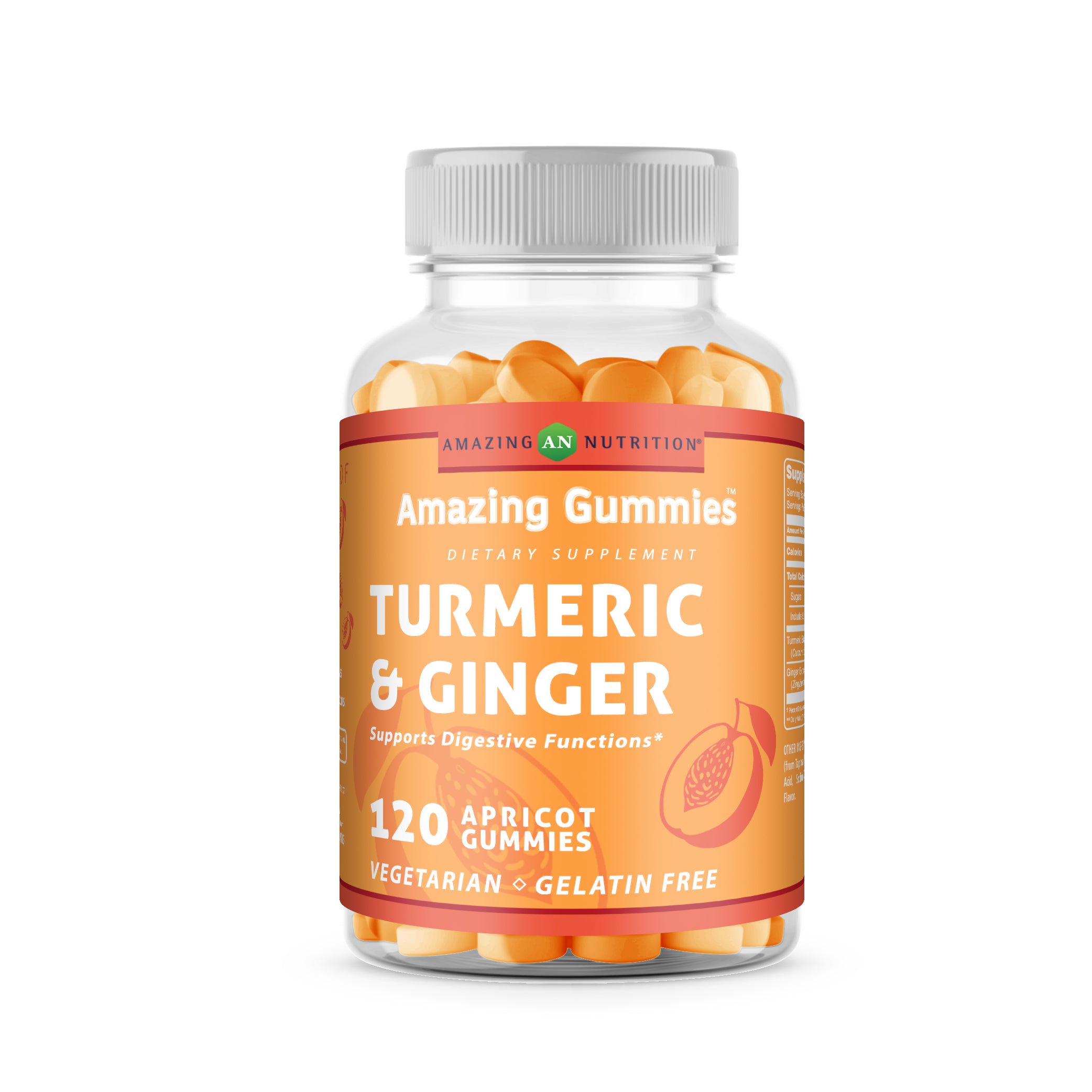 Amazing Gummies Turmeric & Ginger Extract | Apricot Flavor | 120 Gummies
