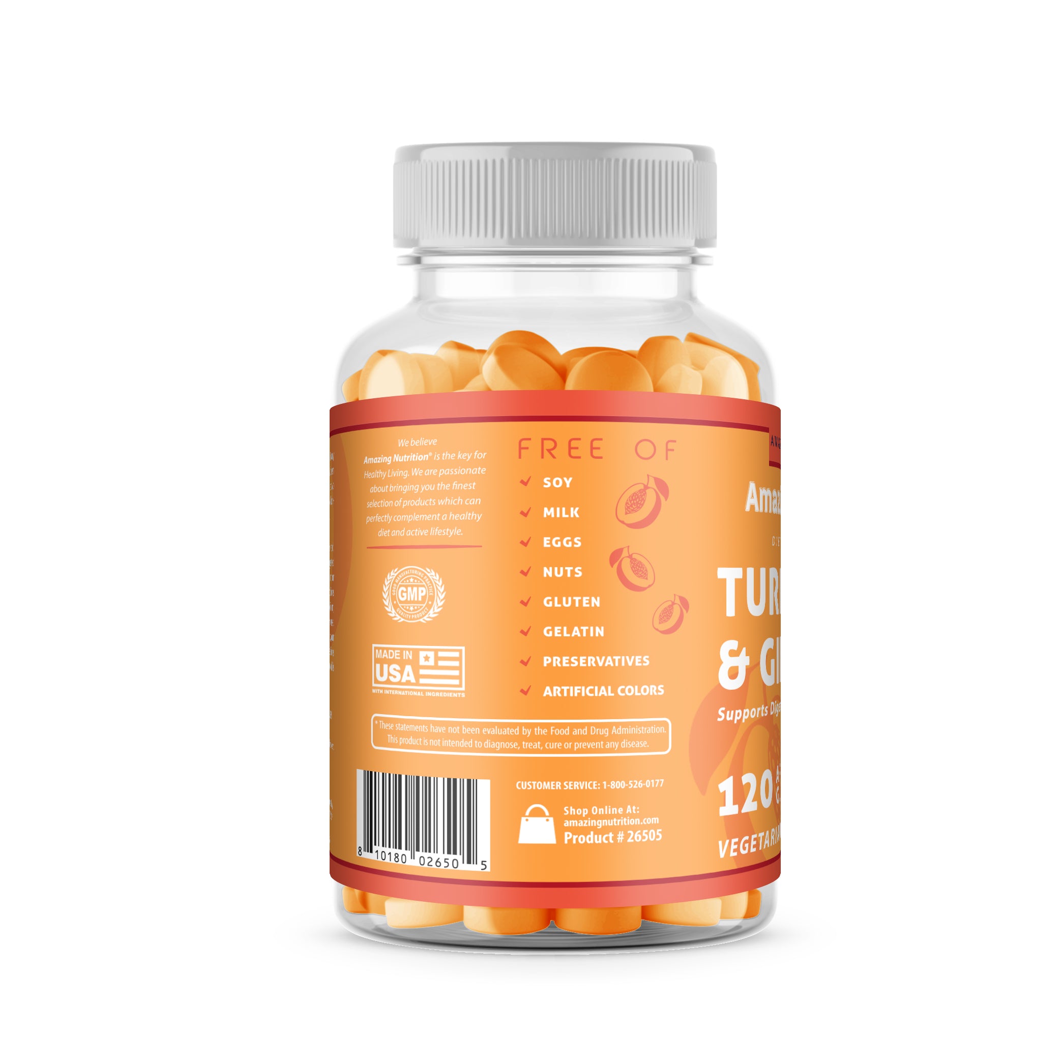 Amazing Gummies Turmeric & Ginger Extract | Apricot Flavor | 120 Gummies