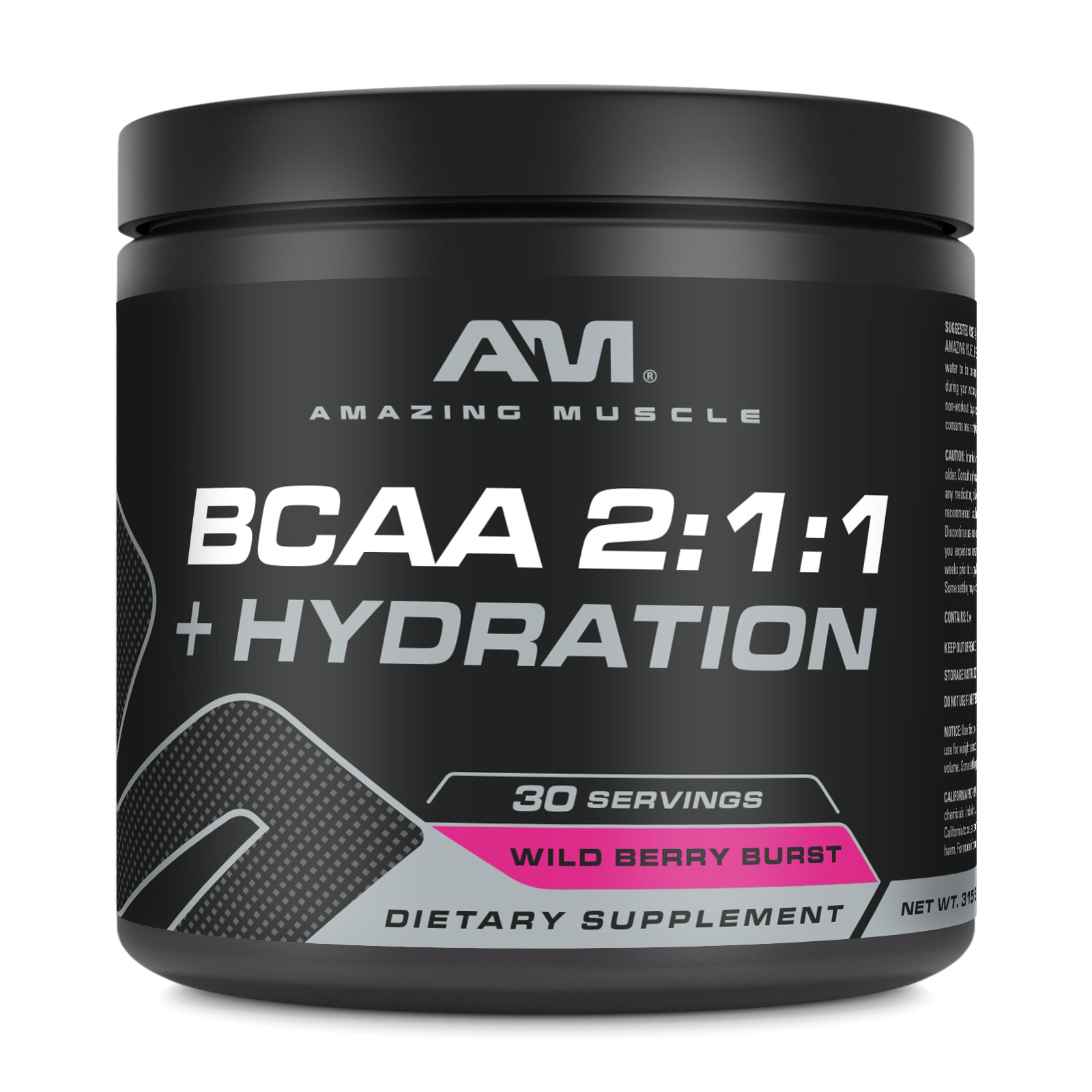 Amazing Muscle BCAA 2:1:1 + Hydration | Wild Berry Burst Flavor| 30 Servings | 315 Grams (11.11 Oz) | Pre & Post Workout Supplement