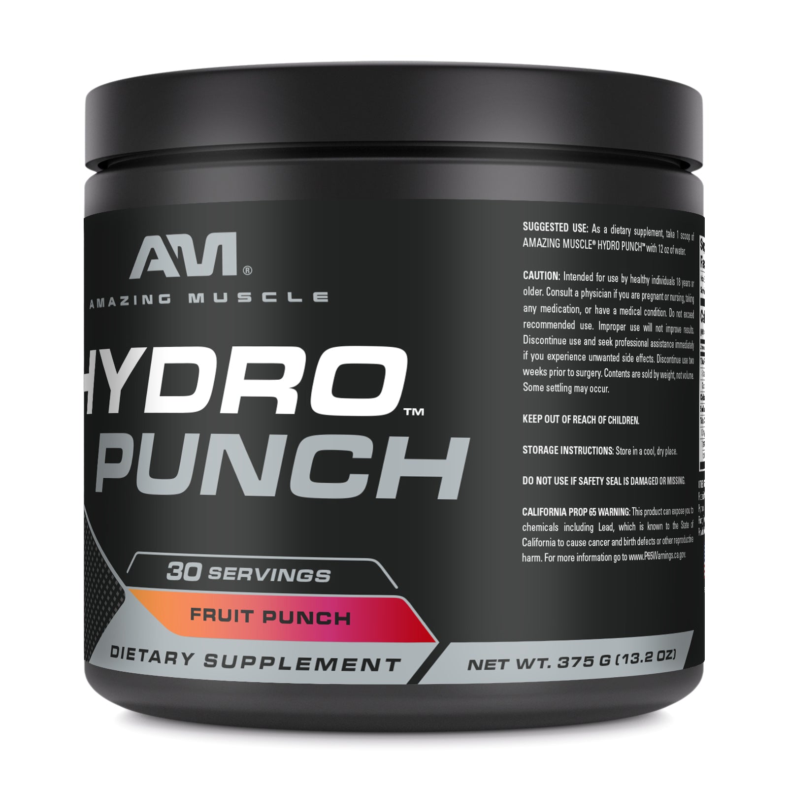 Amazing Muscle Hydro Punch | Hydration + Electrolyte Blend | Pre-Intro & Post Workout Powder Supplement | 30 Servings | Fruit Punch Flavor