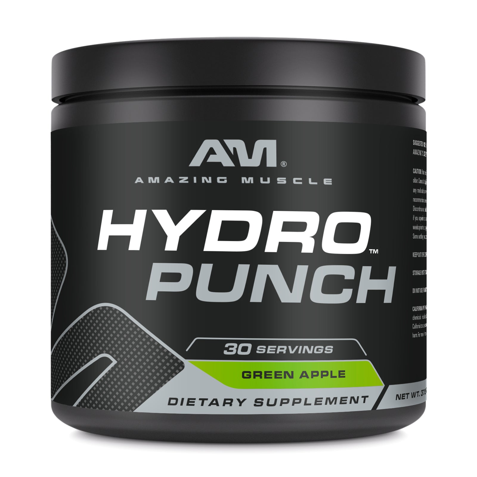 Amazing Muscle Hydro Punch | Hydration + Electrolyte Blend | Pre-Intro & Post Workout Powder Supplement | 30 Servings | Green Apple Flavor