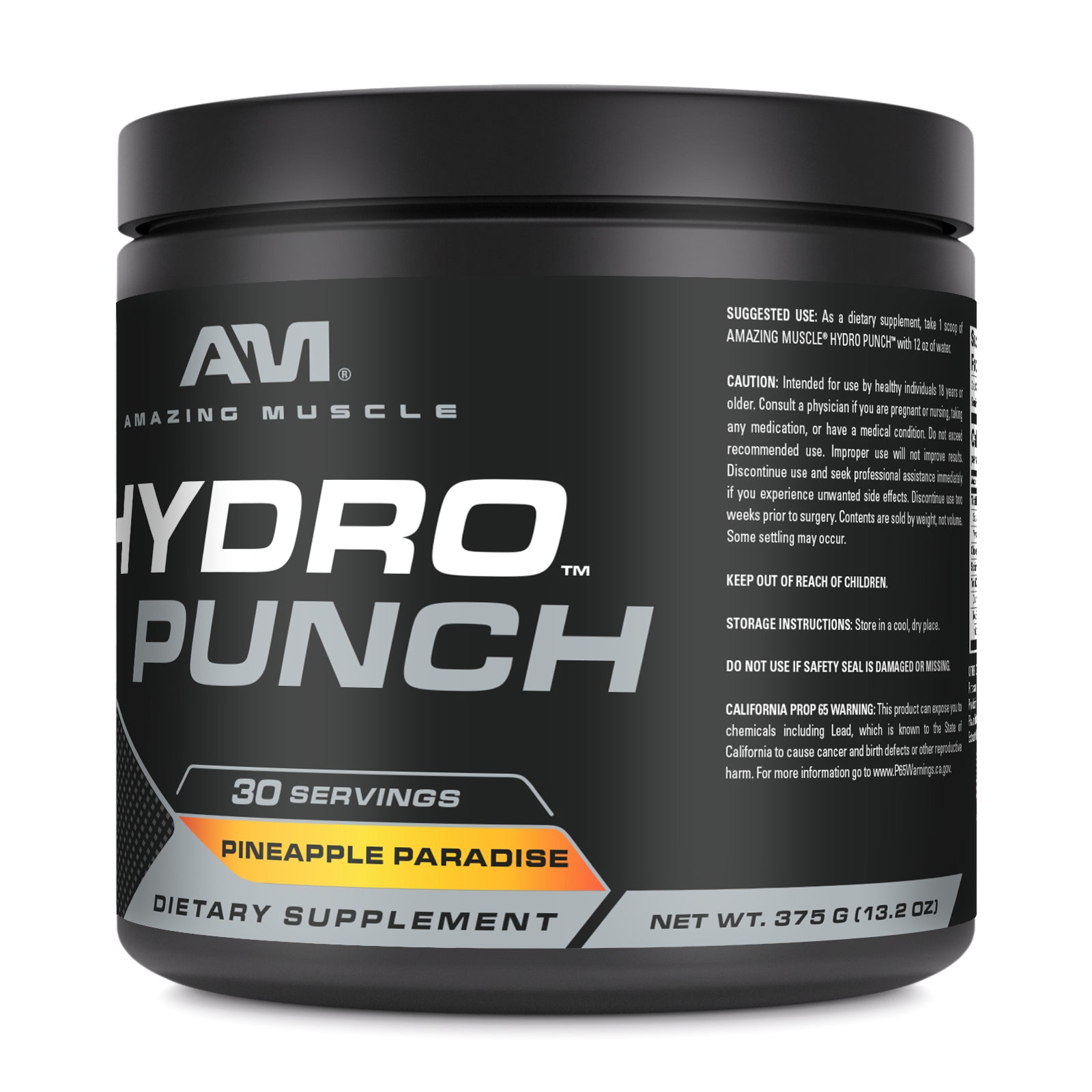 Amazing Muscle Hydro Punch | Hydration + Electrolyte Blend | Pre-Intro & Post Workout Powder Supplement | 30 Servings | Pineapple Paradise Flavor