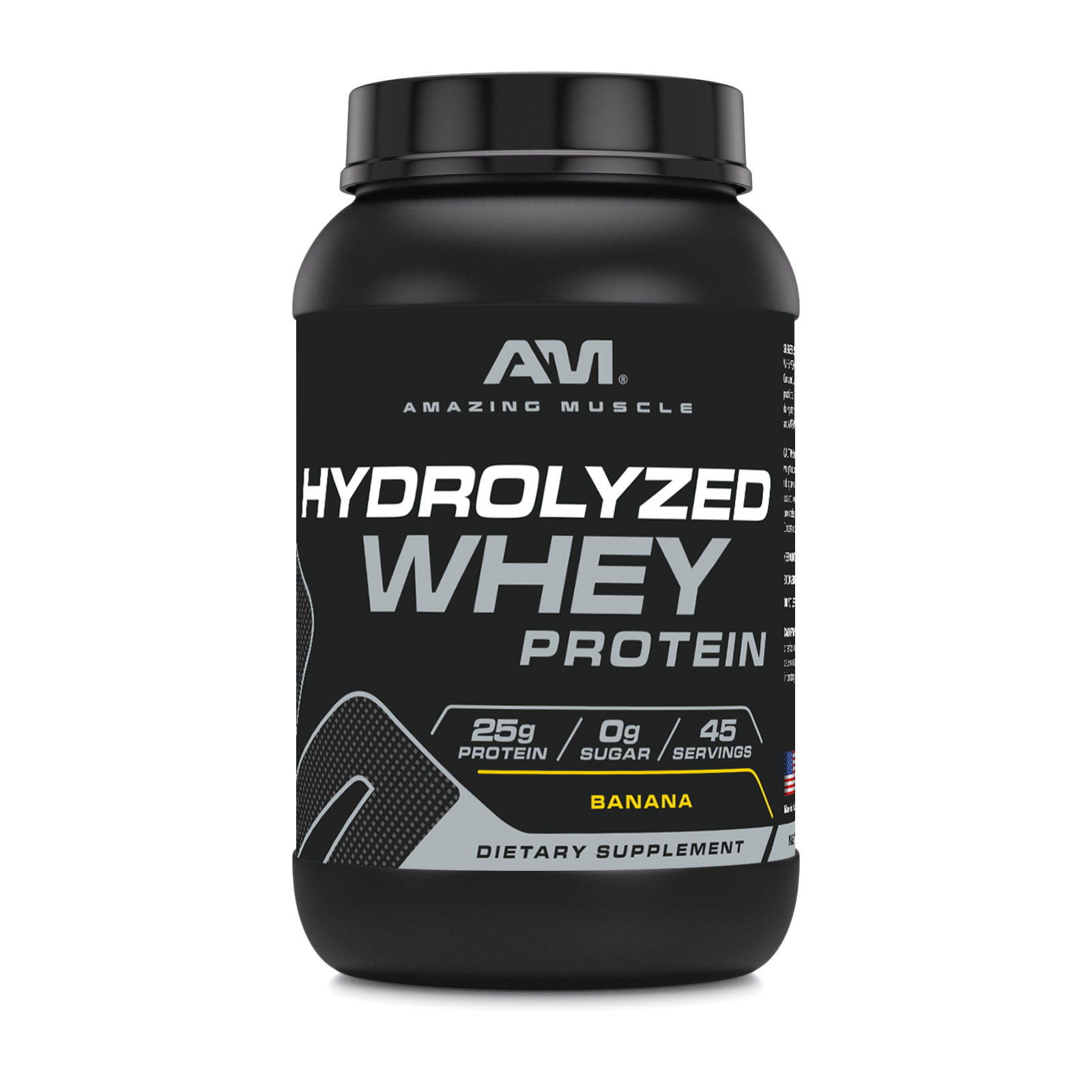 Amazing Muscle Hydrolyzed Whey Protein Powder | Banana Flavor | 3 Lb | 25 G Protein per Serving | 45 Servings
