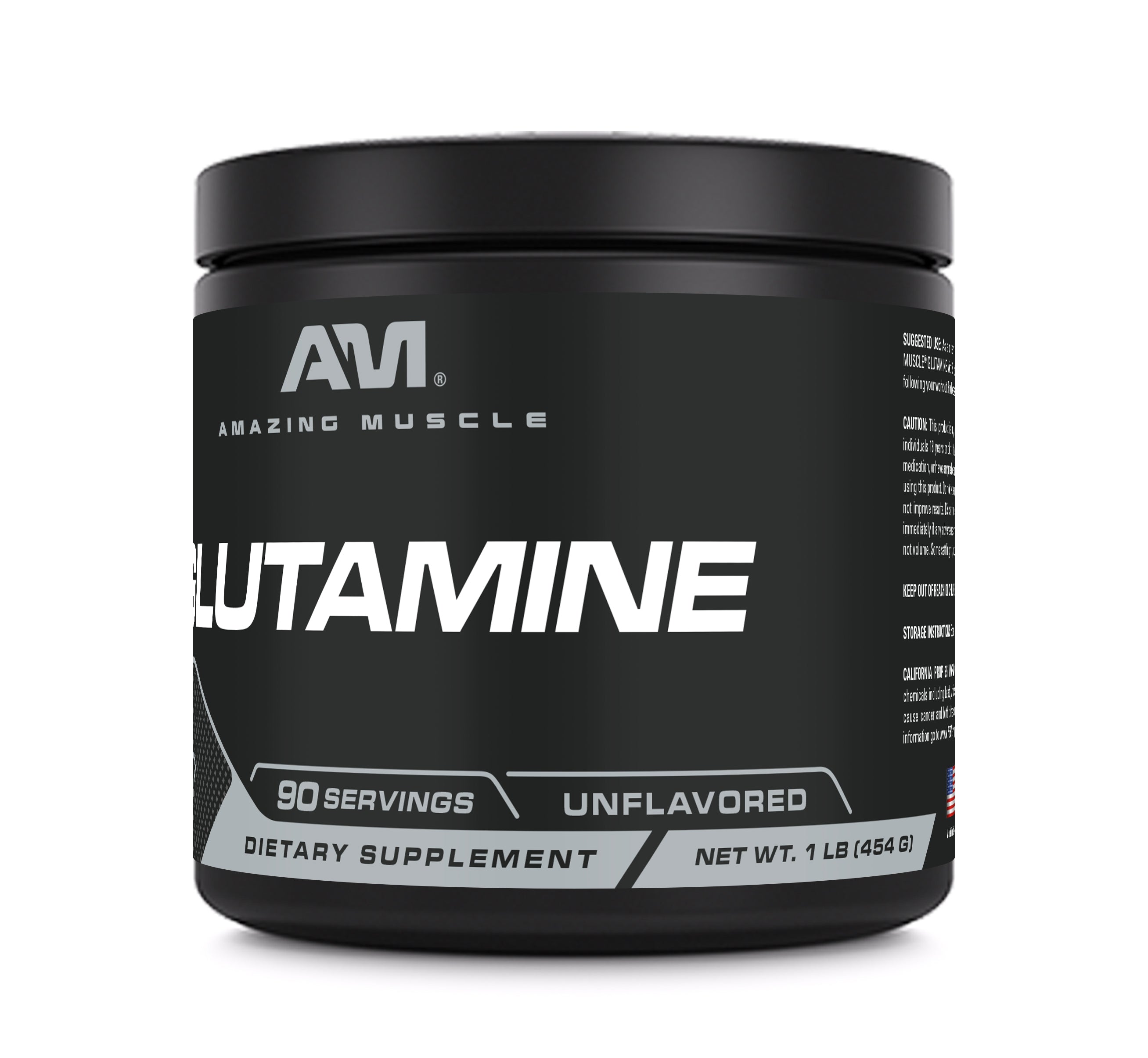 Amazing Muscle L-Glutamine 5000 Mg Powder | Unflavored Amino Acid Supplement | 90 Servings (1 LB | 454 Grams)