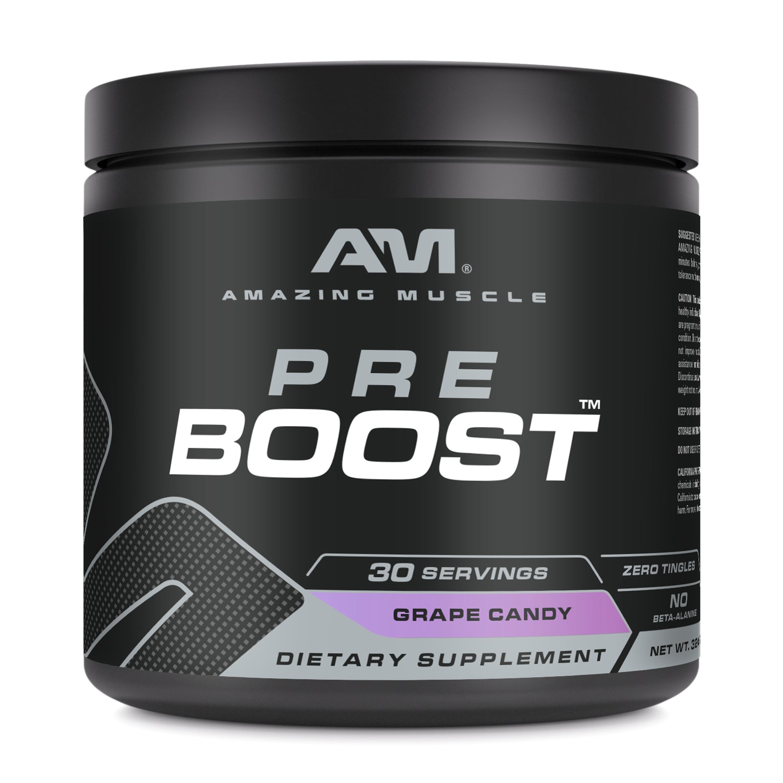 Amazing Muscle Pre Boost 10.75 Grams | 30 Servings (324 G | 11.4 Oz) | Grape Candy Flavor | Pre-Workout Supplement