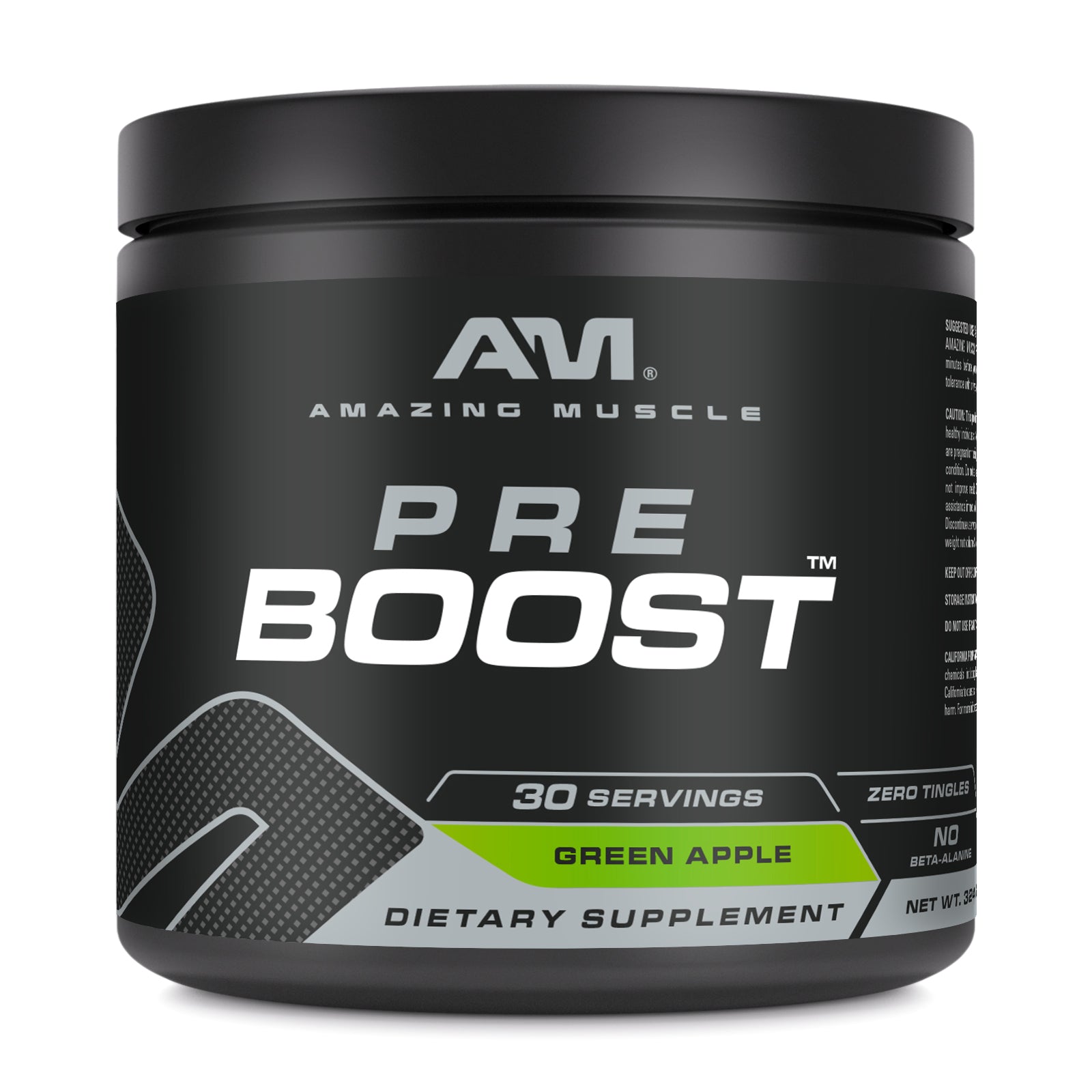 Amazing Muscle Pre Boost 10.75 Grams | 30 Servings (324 G | 11.4 Oz) | Green Apple Flavor | Pre-Workout Supplement