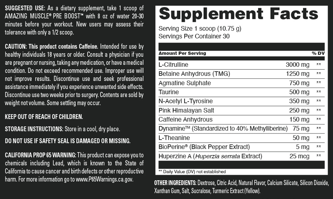 Amazing Muscle Pre Boost | 30 Servings | Pre Workout Supplement for Men & Women | Pineapple Paradise Flavor