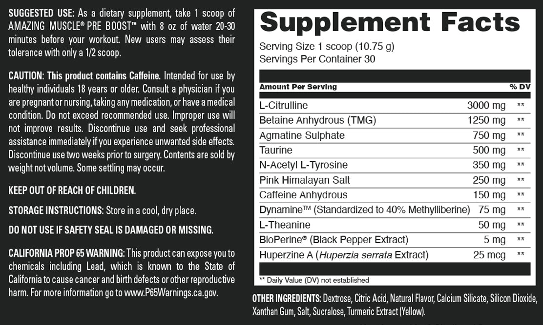 Amazing Muscle Pre Boost | 30 Servings | Pre Workout Supplement for Men & Women | Pineapple Mango Flavor