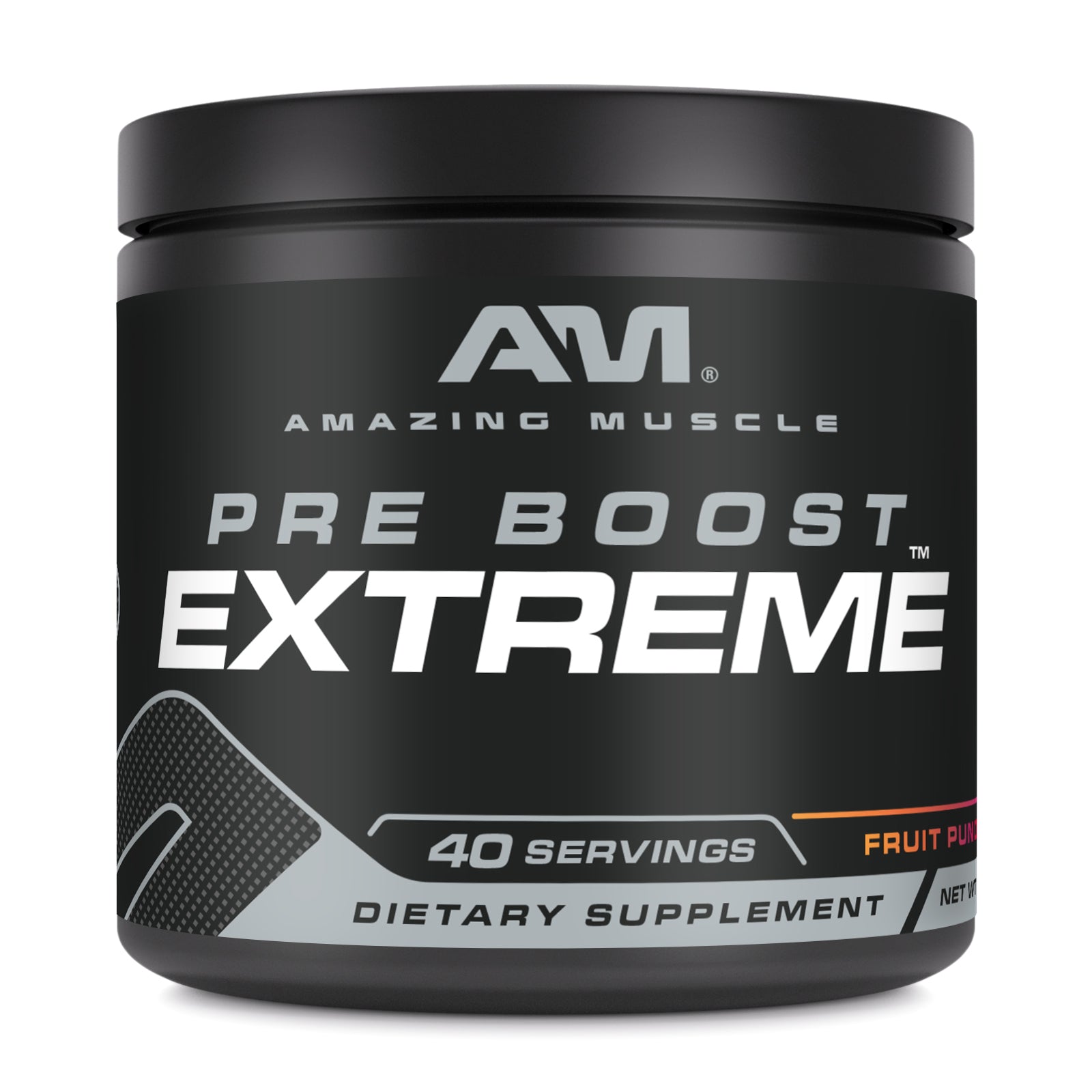 Amazing Muscle Pre Boost Extreme Pre-Workout with Caffeine | Fruit Punch | 40 Servings | 20.46 Oz | 14.5 Grams per Serving