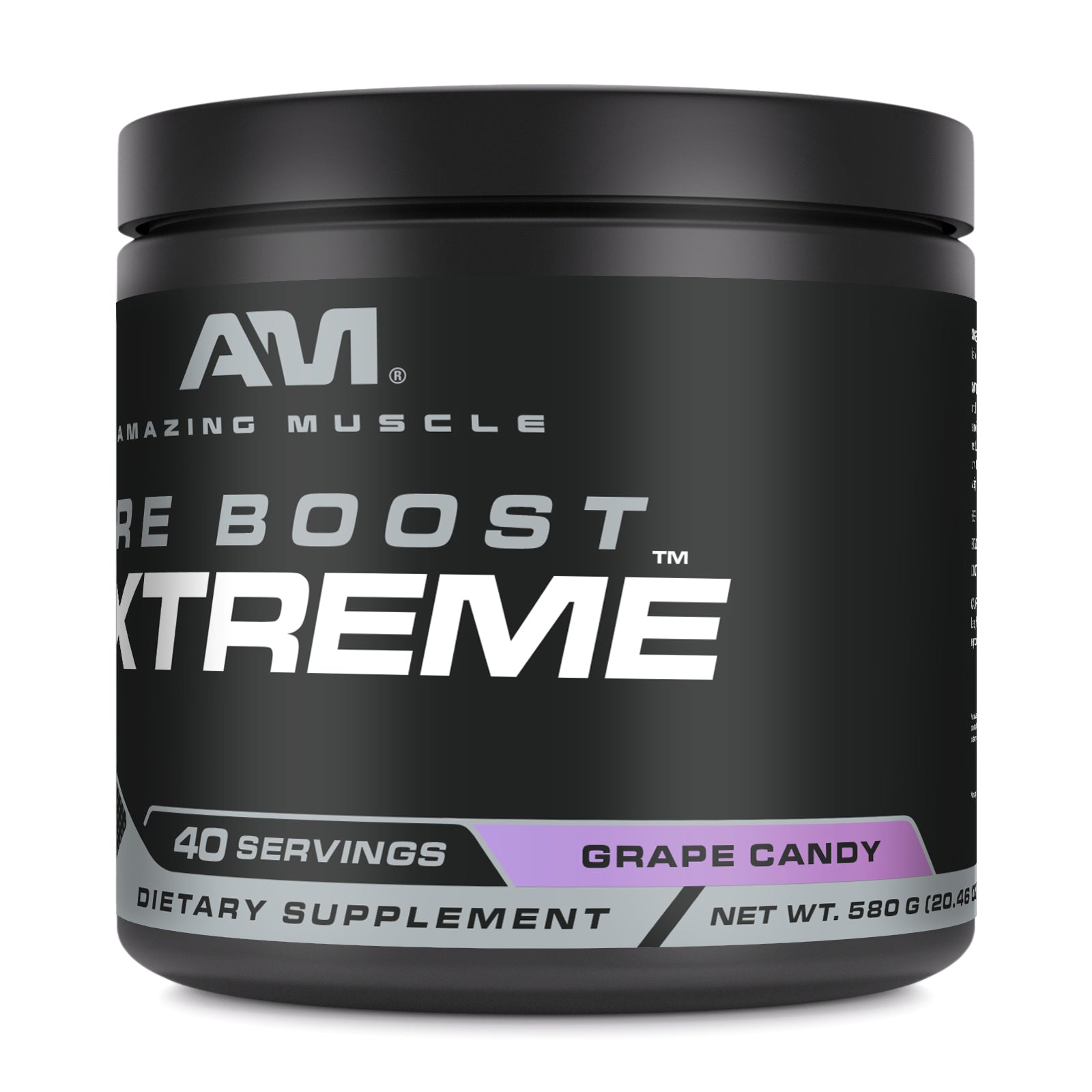 Amazing Muscle Pre Boost Extreme 580 Grams Powder  | Grape Candy Flavor  | 40 Servings | Pre Workout Supplement |
