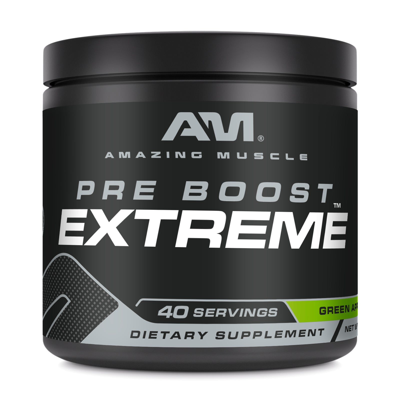 Amazing Muscle Pre Boost Extreme 580 Grams Powder  | Green Apple Flavor  | 40 Servings | Pre Workout Supplement |