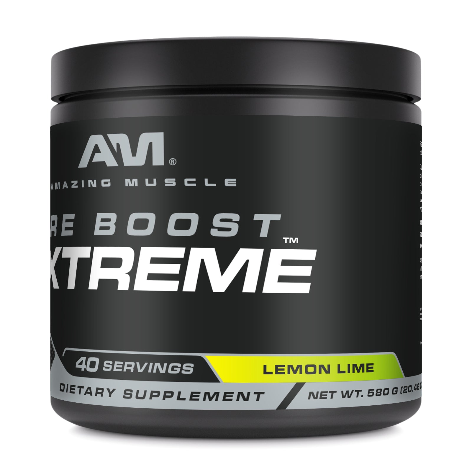 Amazing Muscle Pre Boost Extreme 580 Grams Powder  | Lemon Lime Flavor  | 40 Servings | Pre Workout Supplement |
