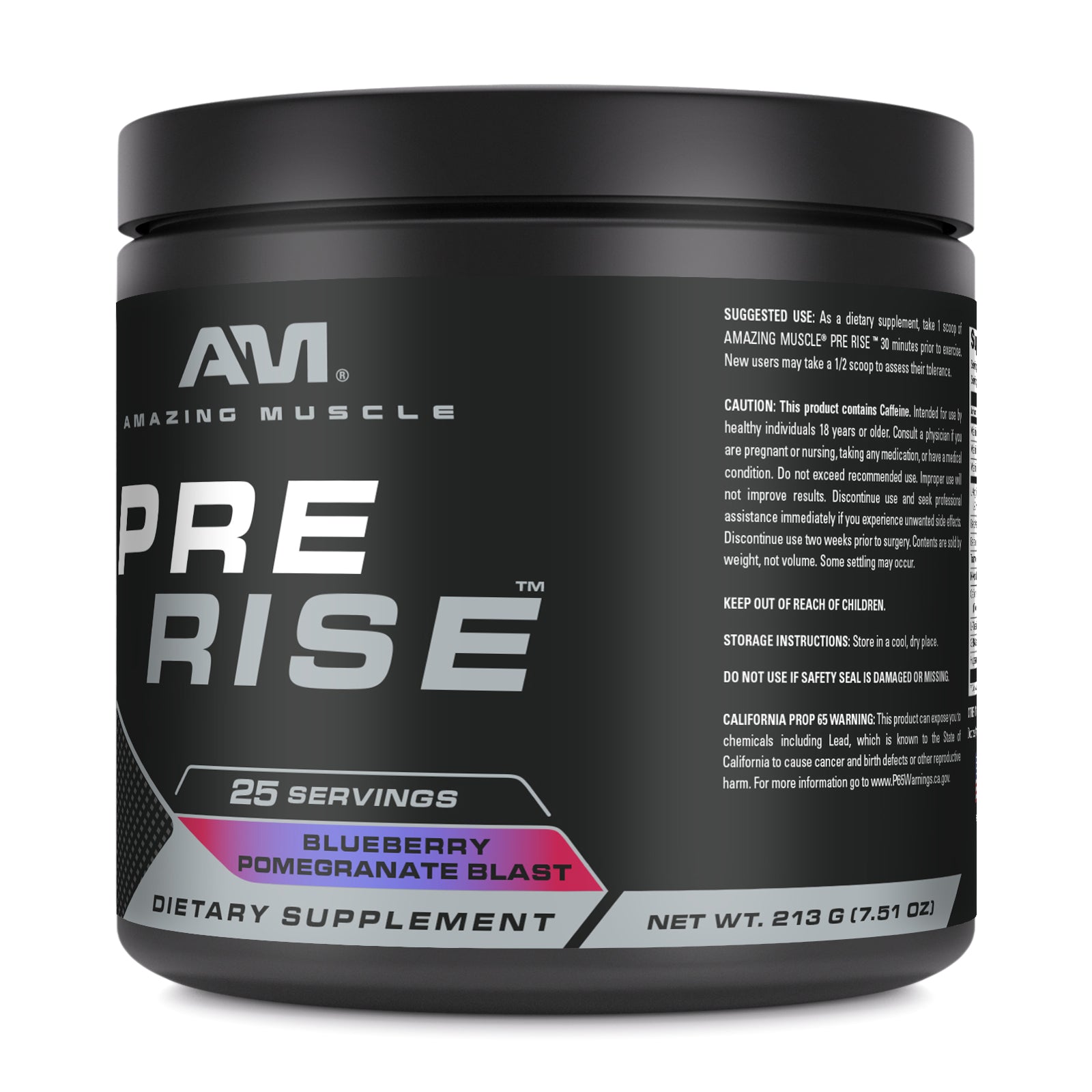 Amazing Muscle Pre Rise | Pre Workout Powder Supplement | 25 Servings (213 G | 7.51 Oz) | Blueberry Pomegranate Blast Flavor
