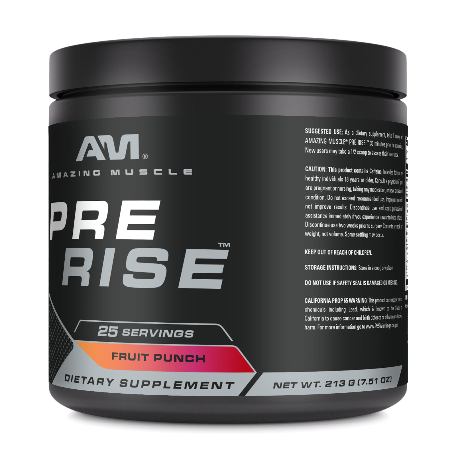 Amazing Muscle Pre Rise | Pre Workout Powder Supplement | 25 Servings (213 G | 7.51 Oz) | Fruit Punch Flavor
