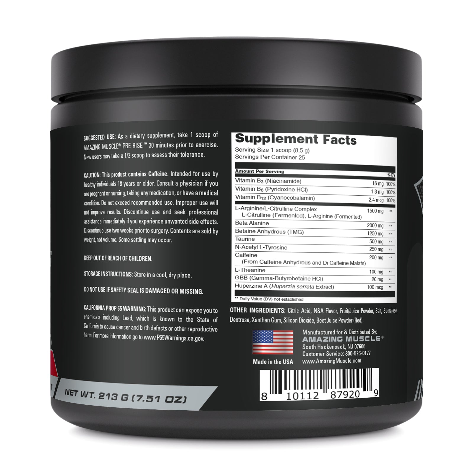Amazing Muscle Pre Rise | Pre Workout Powder Supplement | 25 Servings (213 G | 7.51 Oz) | Fruit Punch Flavor