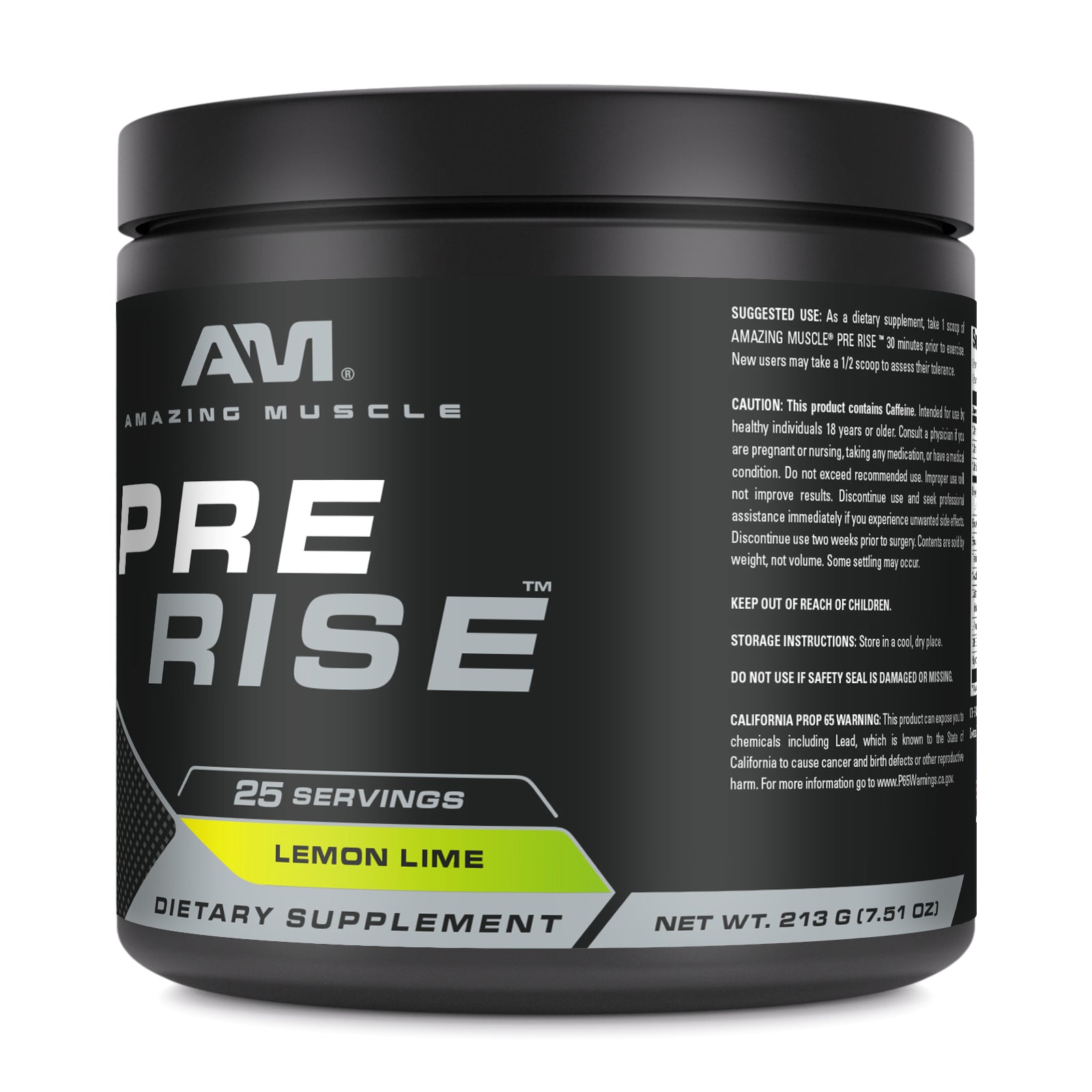 Amazing Muscle Pre Rise | Pre Workout Powder Supplement | 25 Servings | Lemon Lime Flavor
