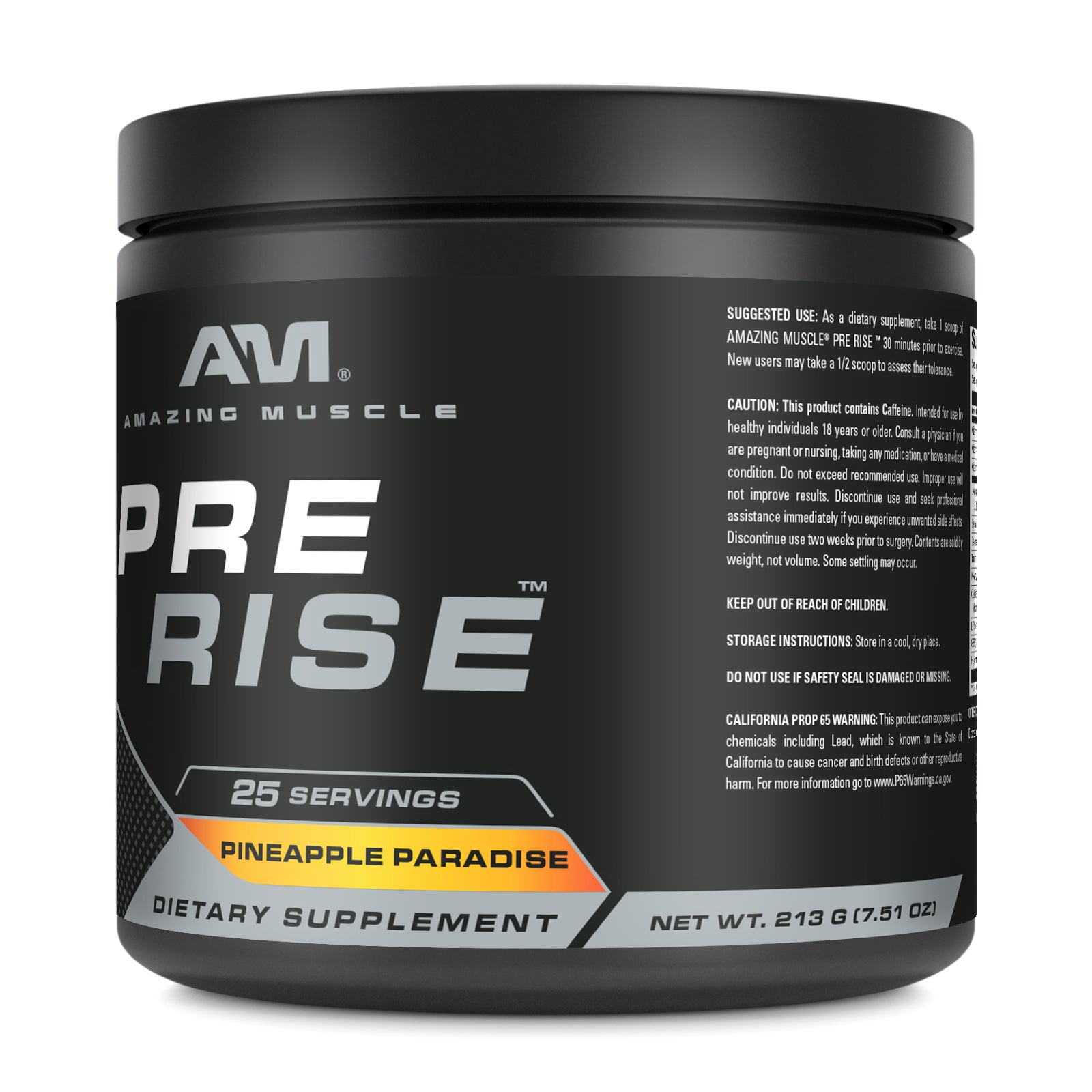 Amazing Muscle Pre Rise | Pre Workout Powder Supplement | 25 Servings (213 G | 7.51 Oz) | Pineapple Paradise Flavor