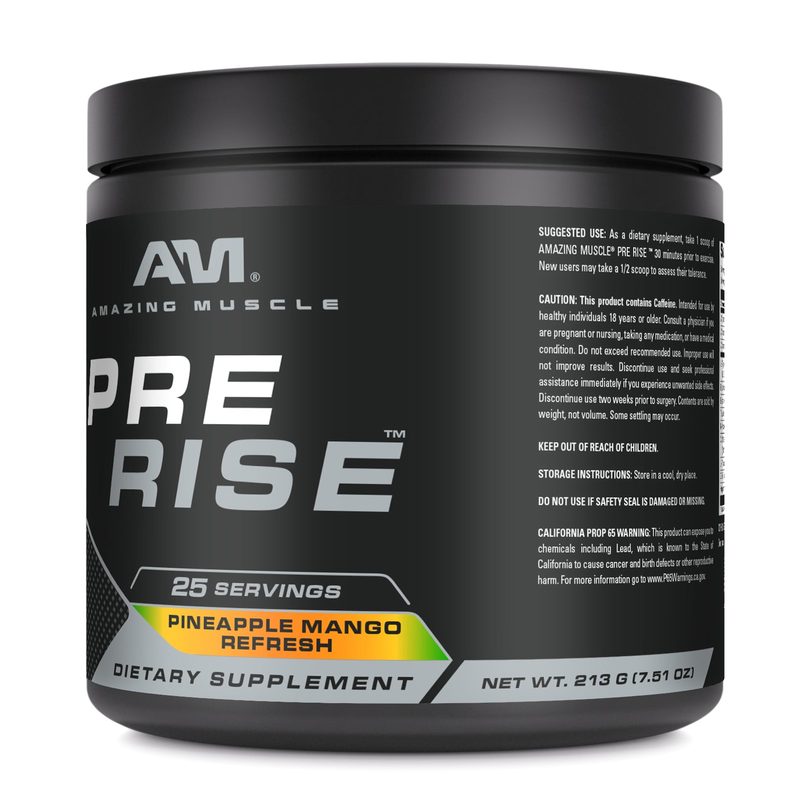 Amazing Muscle Pre Rise | Pre Workout Powder Supplement | 25 Servings (213 G | 7.51 Oz) | Pineapple Mango Flavor
