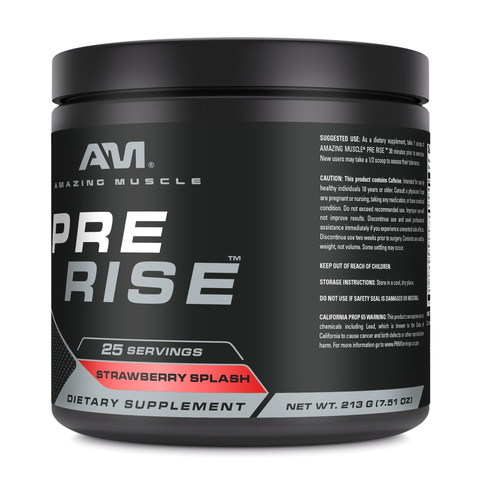 Amazing Muscle Pre Rise | Pre Workout Powder Supplement | 25 Servings | Strawberry Splash Flavor