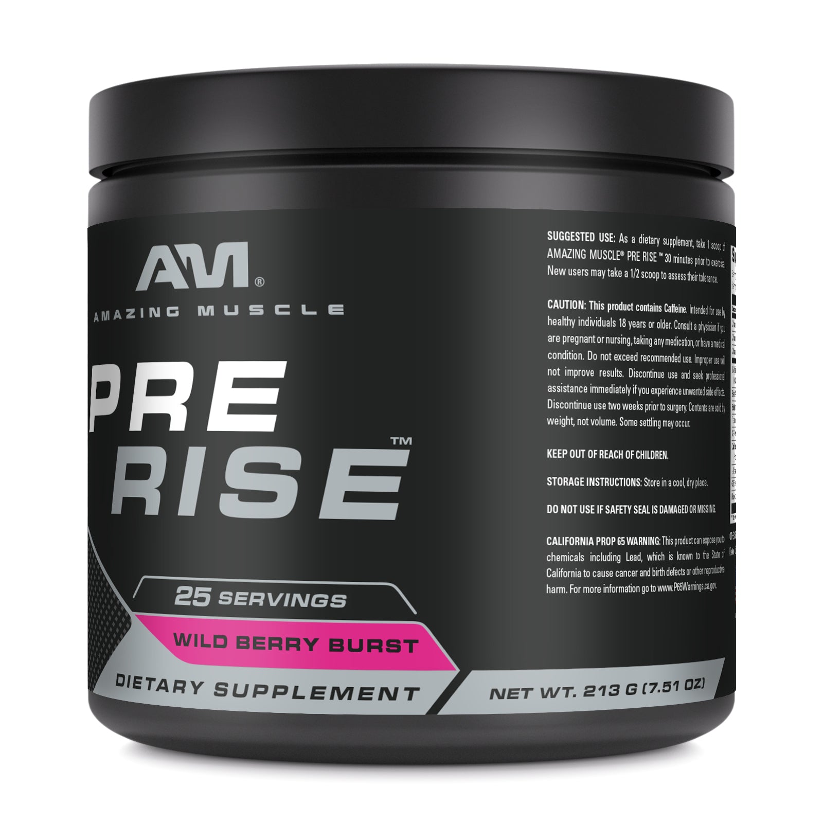 Amazing Muscle Pre Rise | Pre Workout Powder Supplement | 25 Servings (213 G | 7.51 Oz) | Wild Berry Burst Flavor