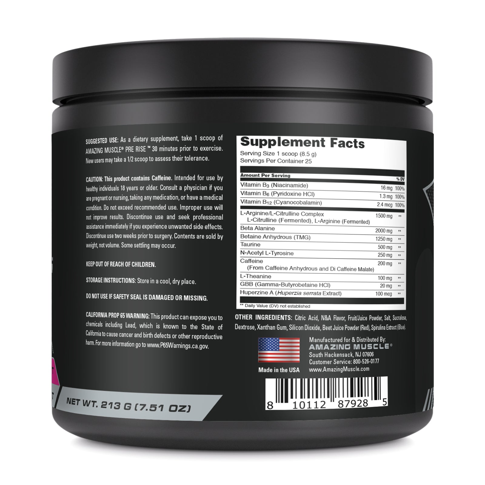 Amazing Muscle Pre Rise | Pre Workout Powder Supplement | 25 Servings (213 G | 7.51 Oz) | Wild Berry Burst Flavor