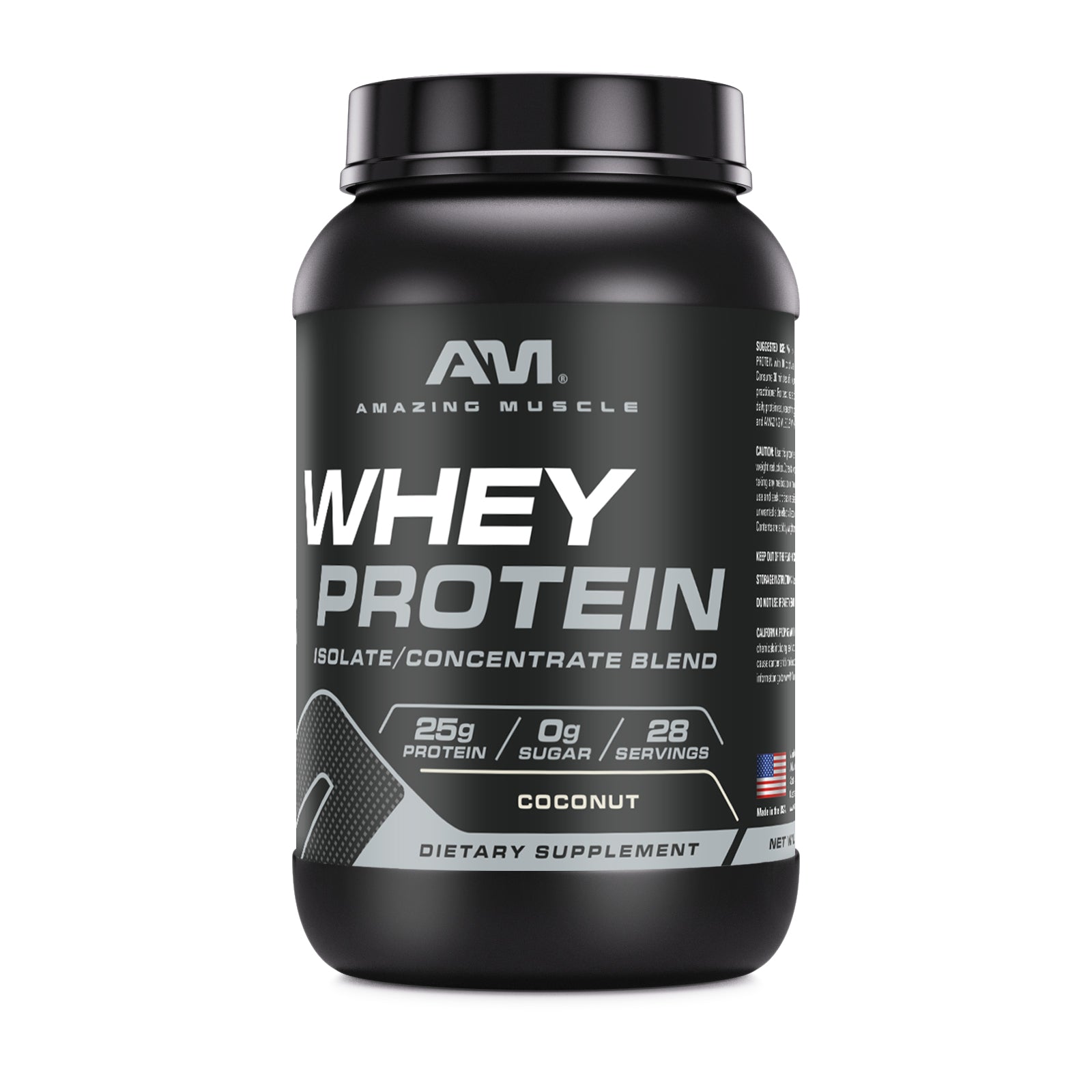 Amazing Muscle Whey Protein Isolate & Concentrate Powder | Coconut  Flavor | 2 Lb | 25 G Protein per Serving | 28 Servings