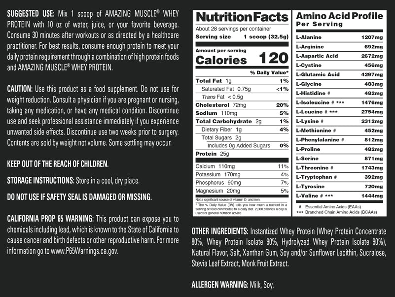 Amazing Muscle Whey Protein Isolate & Concentrate Powder | Coconut  Flavor | 2 Lb | 25 G Protein per Serving | 28 Servings