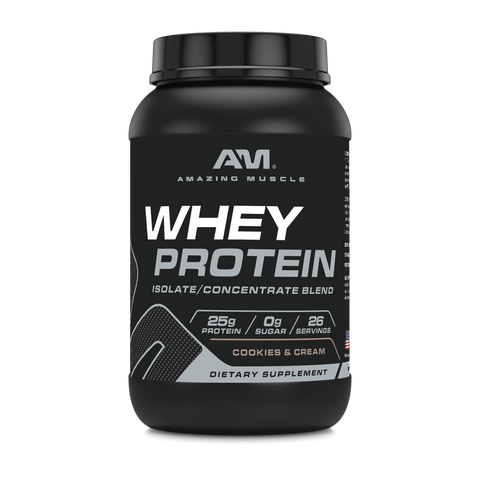 Amazing Muscle Whey Protein (Isolate & Concentrate) |  2 Lbs | Cookies & Cream