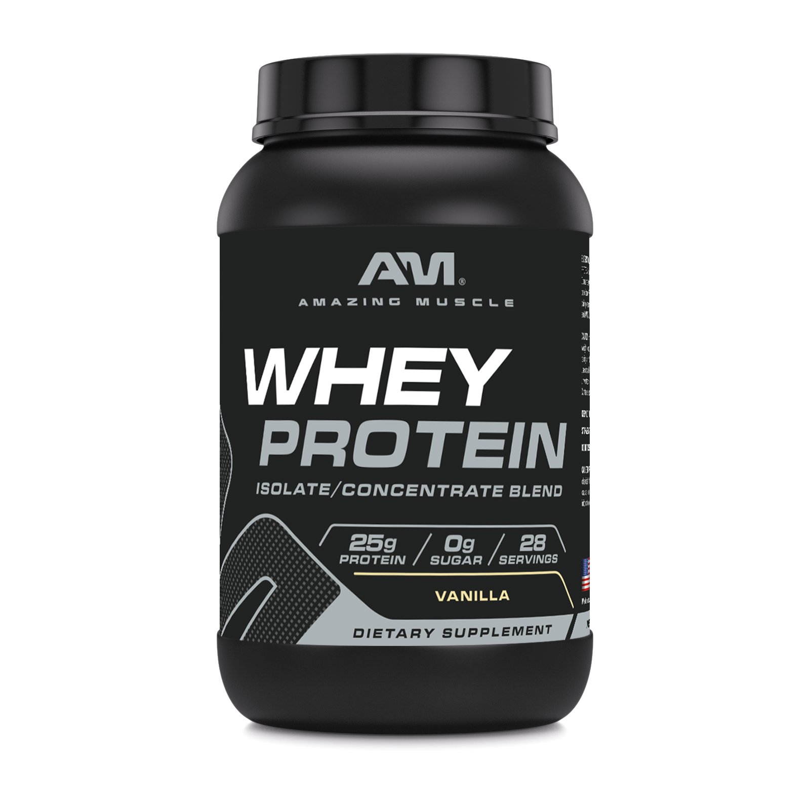 Amazing Muscle Whey Protein Isolate & Concentrate Powder | Vanilla Flavor | 2 Lb | 25 G Protein per Serving | 28 Servings
