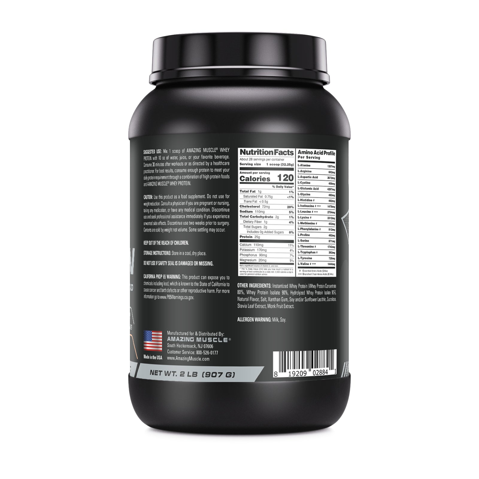 Amazing Muscle Whey Protein Isolate & Concentrate Powder | Vanilla Toffee Flavor | 2 Lb | 25 G Protein per Serving | 28 Servings